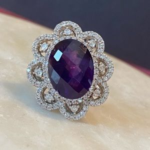 NWOT AFRICAN AMETHYST W TOPAZ STERLING RING